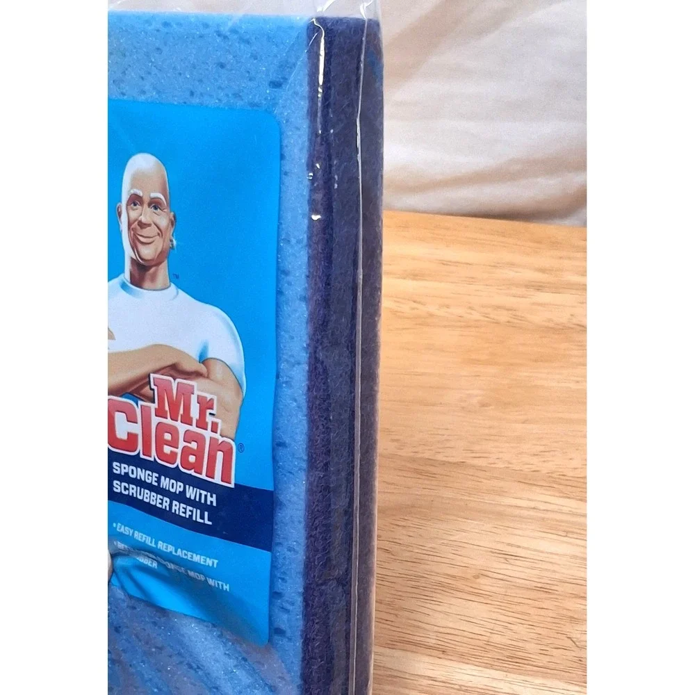 Lot of 2 Mr. Clean Blue Sponge Mop Refill Sponge with Scrubber New Replacement